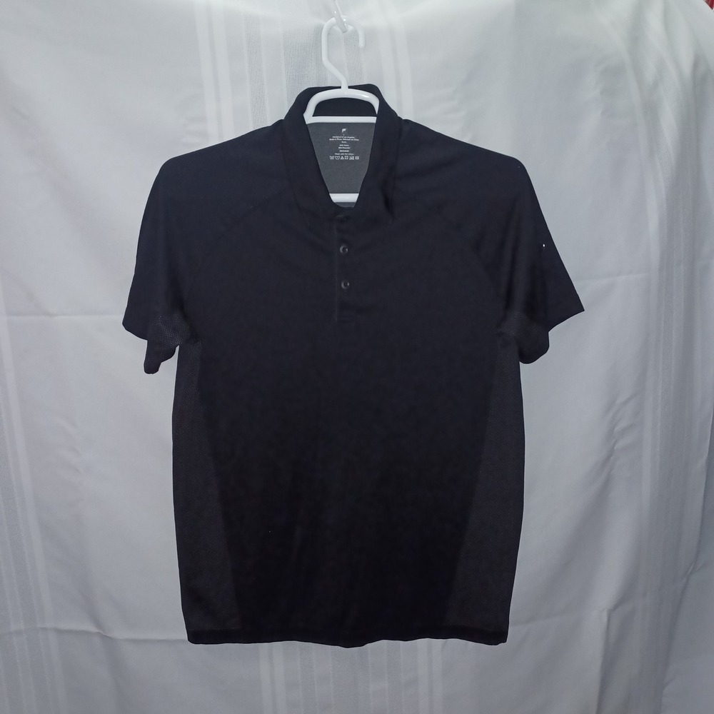 Fabletics Polo Shirt Mens L Black Short Slv Performance Raglan Ventilated Active